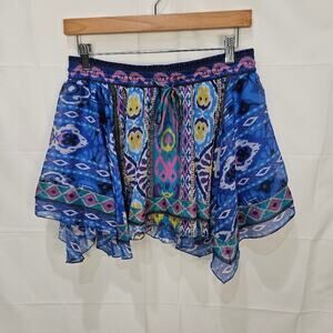 Zara Tribal Flowy Short Skirt Blue Size XS